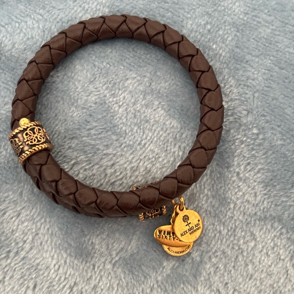 Alex and Ani vintage braided leather bracelet